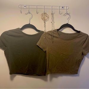 2 green crop tees
